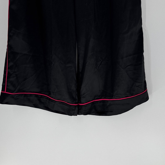 Torrid Wide Leg High-Rise Pull-On Satin Pants in black pink piping 0/L formal - Picture 5 of 12